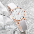 4PCS/Set Fashion Women Watches Pearls Jewelry Set Female Small Arabic Dial Leather Band Quartz Watch Clock（Without Box）. 