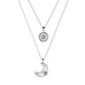 2PCS / Set Couple Gift Jewelry Sun Moon Neckwear Magnet Couple Necklace. 
