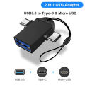 2 in 1 Type-C Micro USB OTG Adapter Micro OTG Type C OTG Data Transmission Converter. 