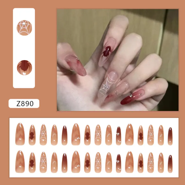 Halloween%20Nail%20Art%20Patch%20Dark%20Red%20Detachable%20Nail%20Spider%20Web%20Wearing%20Nail%20Art%20Nail%20Art%20Snoiling%20Long%20Armor%20Diamond%20-%20Image%202