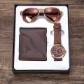 Men's Gift Set Quartz Watch + Wallet + Sun Glasses With Exquisite Gift Box. 