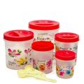 High Quality Plastic 5 Pieces Containers Set With Spoons. 