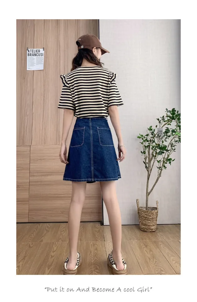 FatmmPlus Size Denim Short SkirtaWord Skirt Summer Loose High