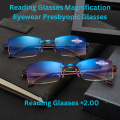 Reading Glasses Men/woman Magnification Eyewear Presbyopic Glasses Diopter +2.0 Glasses Clear Eyeglasses Smart Focus Men Women Rimless Reading Glasses Anti Blue Light Bifocal Far Near Magnification Eyewear Presbyopic Glasses. 