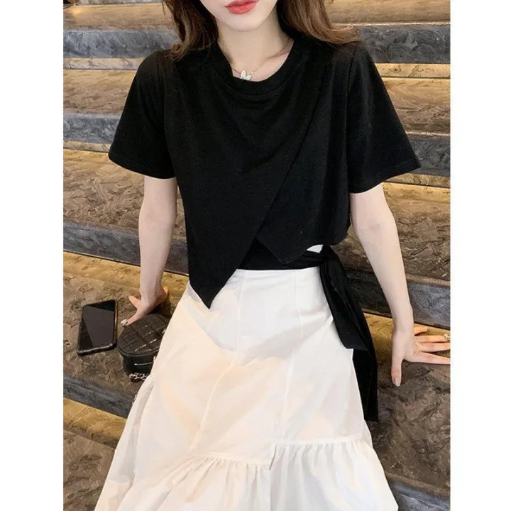 Hepburn%20Style%20Young%20Suit%20Women's%20Short%20Summer%20Design%20Blouse%20Irregular%20Skirt%20Western%20Style%20Two-Piece%20Suit%20-%20Image%203