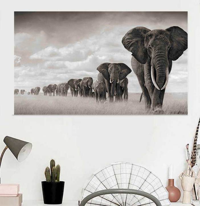 Wall%20prints%20and%20peninsula%20wildlife%20elephant%20black%20African%20canvas%20painting%20Scandinavian%20Cuadros%20living%20room%20art%20painting%20-%20Image%203