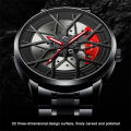 Fashion Mens Car Wheel Watches Luxury Stainless Steel NOT ROTATE. 