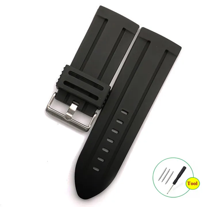 【Miga Plaza】28mm 30mm Waterproof Silicone Watchband 18mm 20mm 22mm 24mm 26mm Stainless Steel Metal Brushed Buckle Bracelet Rubber Watch Strap High Quality Sport Soft Diving Clock Band