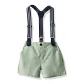 top and top Summer Kids Boy Gentleman Clothes Set Short Sleeve Shirt Tops+Suspender Shorts Casual Outfits Little Boys Clothing. 