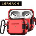 Lereach for AirPods Pro Cover Case Ring buckle side bucklesquare grai carbon brazing Armor TPU+PC Cover Resistant Shockproof Full Body Protector Case. 