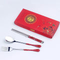 3PC Tableware Stainless Steel Chopsticks Spoon Fork Gift Box Portable Travel SEVICH. 