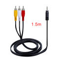 1.5m 3.5mm Jack to 3x RCA Audio Video AV Cable for Dialog TV CD DVD Player Camcorder. 