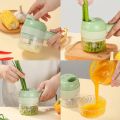 4 In 1 Handheld Electric Vegetable Cutter Set,Food Processor For Garlic Pepper Chili Onion Celery Ginger Meat. 