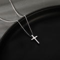 Female Popular Cross Pendants Necklaces / Elegant Clavicle Necklace / Simple Silver Color Chain Choker / INS Fashion Jewelry Accessories. 