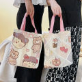 Cute Cartoon Canvas Handbag Small Fresh Canvas Bag Students Working People Out Handbag. 