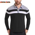 Men's Long Sleeve Polo Shirts Casual Shirt Slim Fit Patchwork Collared Shirt Lapel Business Fitness T-shirt. 