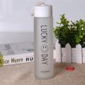 360ml Portable Frosted Glass Water Bottle Drink Bottle Water Container Contracted Smile Bottle-Cup Cups Cover Included. 