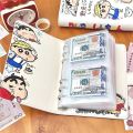 Cartoon PU Leather PU Photo Album Crayon Shin-chan Large Capacity Money Saving Binder Reusable Budget Saving Notepad. 