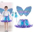 Girls Fairy Costume Set Fairy Princess Costume Kids Elf Cosplay Butterfly Wing Skirt Dress up. 