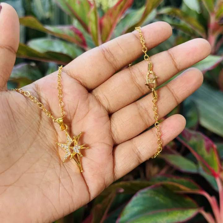 Gold%20plated%20beautiful,%20double%20star%20pendent%20and%20link%20chain,%20necklace%20for%20women%20and%20girl%20-%20Image%203
