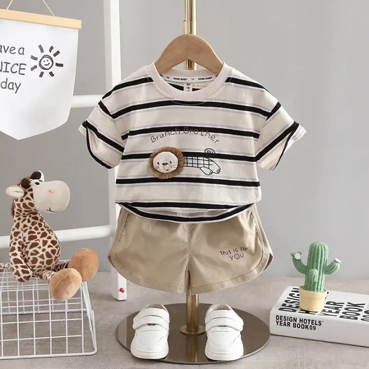 Boys%20Striped%20Casual%20Outfit%20Round%20Neck%20T-shirt%20&%20Shorts%20Kids%20Summer%20Clothes%20Sets%20-%20Image%203