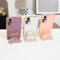 AnDyH Phone Case for Infinix Zero X Neo Zero X Pro X6810 X6811 X6811B Cute Quicksand Liquid Bear Bracket Anti Drop Camera Protection. 