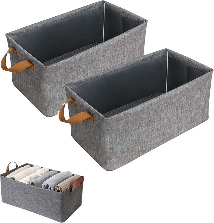 2Pcs Portable Organize Storage Box,Clothing Storage Bins with Handles,Large Thickened Strong Load Bearing Collapsible Storage Bins Cubes Organizer for Clothes Towels