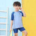 Summer New Boys' Quick-Drying Split Short-Sleeved Swimsuit Swimming Trunks Super Cute Not Tight round Neck Children's Swimsuit Men. 