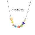 Korean Simple Cute Fashion Alloy Chain Jewelry Colorful Flower Beads Pendant Necklace For Women Girls. 