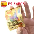 【DIV MALL】EN 54pcs Pokemon Metal Card Box Golden Letters ES Playing Cards Metalicas Charizard Vmax Gx Collection Card Case. 