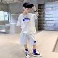 2pc Boys Clothes Set Summer Kids Short Sleeve Letter T-shirt Shorts Sport Casual Outfits Set with Pants for Teenage Boy Clothing. 