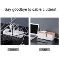 Cable Management Box with Bamboo Lid Small Cable Organizer Box for Extension Cord Power Stripe Surge Protector. 