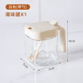 Glass seasoning box kitchen seasoning bottle flip spoon seasoning bottle light seasoning jar box combination set. 