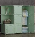 Wardrobe Organiser Wardrobe Storage With Handle Folding Assembled Easy Installation Cross Wardrobe Bold Skeleton Modern Plastic (Green) (Size : 111X47X111cm). 