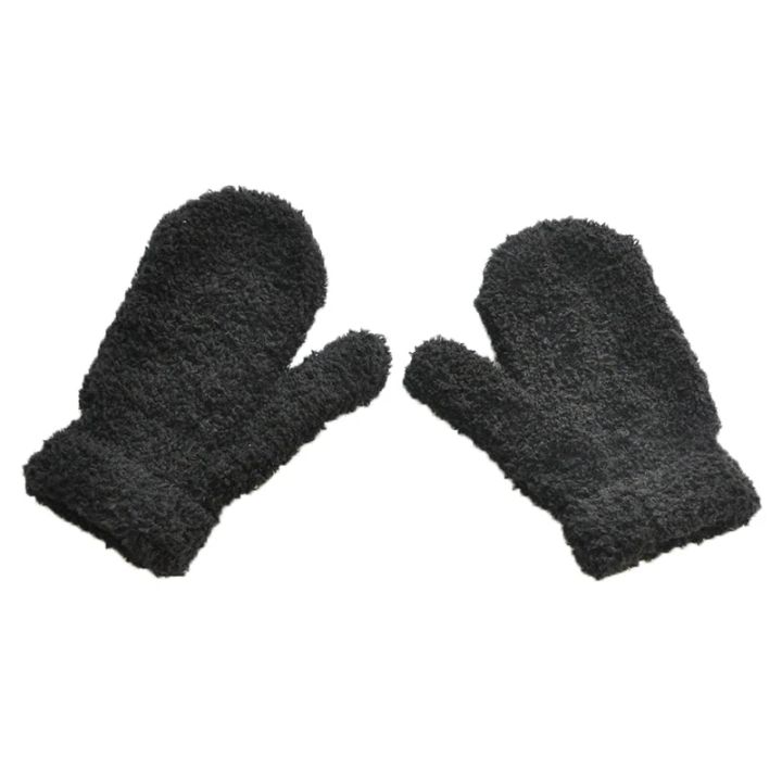 【NEW】 Warm Plush Thick Warm Baby Gloves Winter Plus Velvet Mittens Children Kid Coral Fleece Full Finger Gloves For 1-4Y Kids Gloves