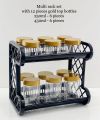 12 Pcs Gold Top Bottle 450ML/250ML With Black Rack. 