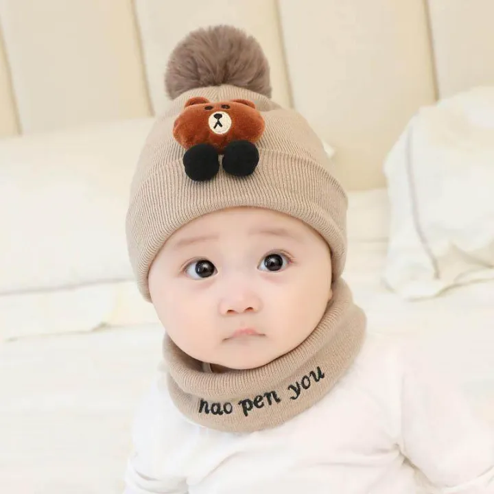 2Pcs%20Baby%20Hat%20Scarf%20Set%20Knitted%20Pompom%20Baby%20Girl%20Boy%20Hat%20Cap%20Thicken%20Warm%20Kids%20Hat%20Baby%20Beanie%20Bonnet%20-%20Image%204
