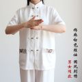 Cotton and Linen Tai Ji Suit Men's Summer Tai Chi Exercise Clothing Women's Cotton and Silk Asian Middle Sleeve Kung Fu Martial Arts Performance Costume. 