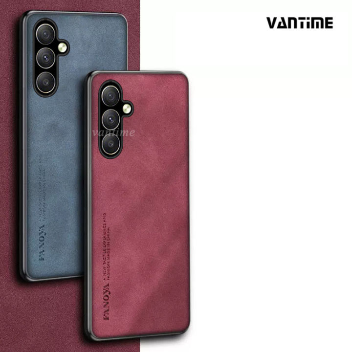 Vantime for Samsung Galaxy A05 A05s A24 4G Case Soft Pure Leather Slim Matte Back Cover