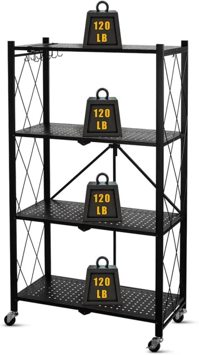 Foldable%204-Tier%20Kitchen%20Storage%20Rack%20with%20Wheels%20%E2%80%93%20Heavy-Duty%20Metal%20Utility%20Shelf%20for%20Microwave,%20Appliances%20&%20Pantry%20-%20Image%203