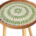 End Table Bedside Table Rattan Side Table for Balcony Room Green Grape 40cm. 