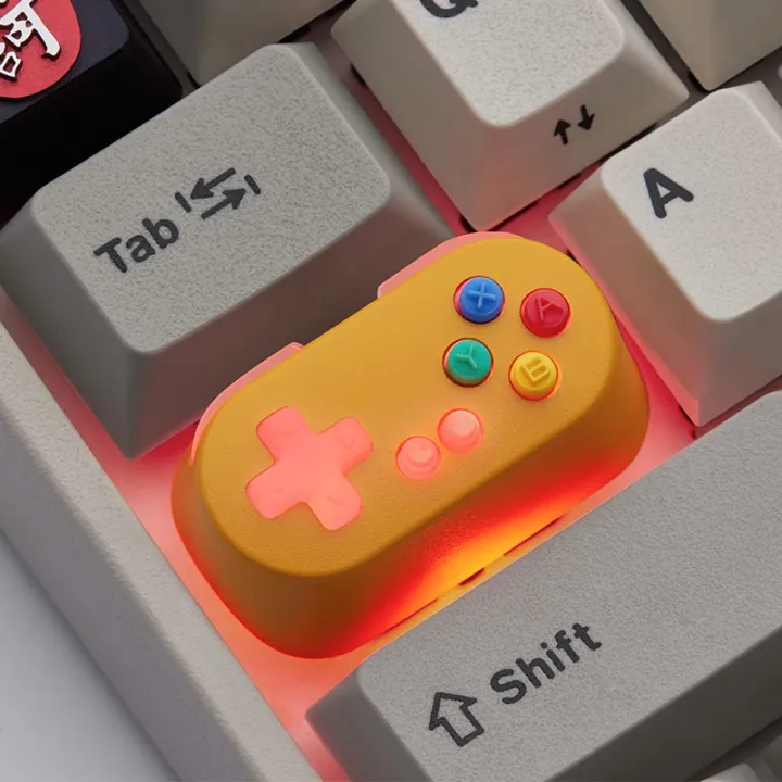 Holyoops%20Gamepad%20Controller%20Capslock%20Artisan%20Keycap%20CNC%20anodized%20aluminum%20Compatible%20Cherry%20MX%20switches%20white%20pink%20cyan%20yellow%20-%20Image%204