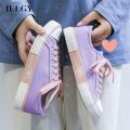 IELGY canvas shoes women's shoes Korean version of all-match casual breathable flat sneakers. 