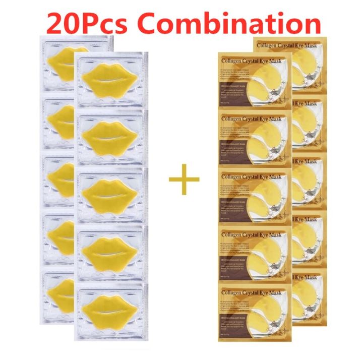 Eye Mask Lip Mask Skin Care 20pcs Sets Moisturing Nourishing Labial Lips Mask Anti Aging Dark Circles Eye Patches Face Care Set