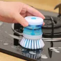 Premium Soap Dispensing Dishwashing Brush Ergonomic Kitchen Cleaning Scrubber with Built-In Soap Dispenser for Effortless and Efficient Dishwashing plastic kitchen cleaning brush wash sponge holder Caddy Soap Pump Dispenser kitchen sink soap. 