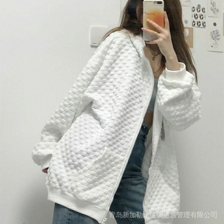 Extra Large Size Fat mm300 Women's Fashionable Coat ins Spring and Autumn 2024 New Hooded Cardigan Sweater Student Korean Style Top