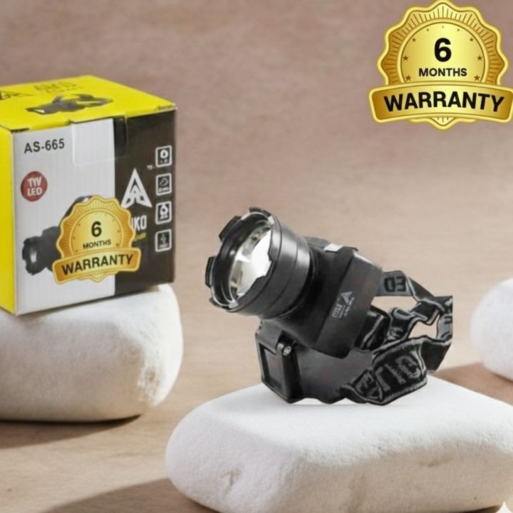 Aiko 3W Rechargeable Head Mounted AIKO Super Bright Forehead Wearing LED Light Torch Camping Flashlight Key chain Light USB Rechargeable Flashlight Emergency warning safety light / Camping LED Light / Outdoor Camping Emergency Lamp