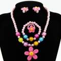 5Pcs Handmade Flower Necklace Ring Ear Studs Girls Jewelry. 