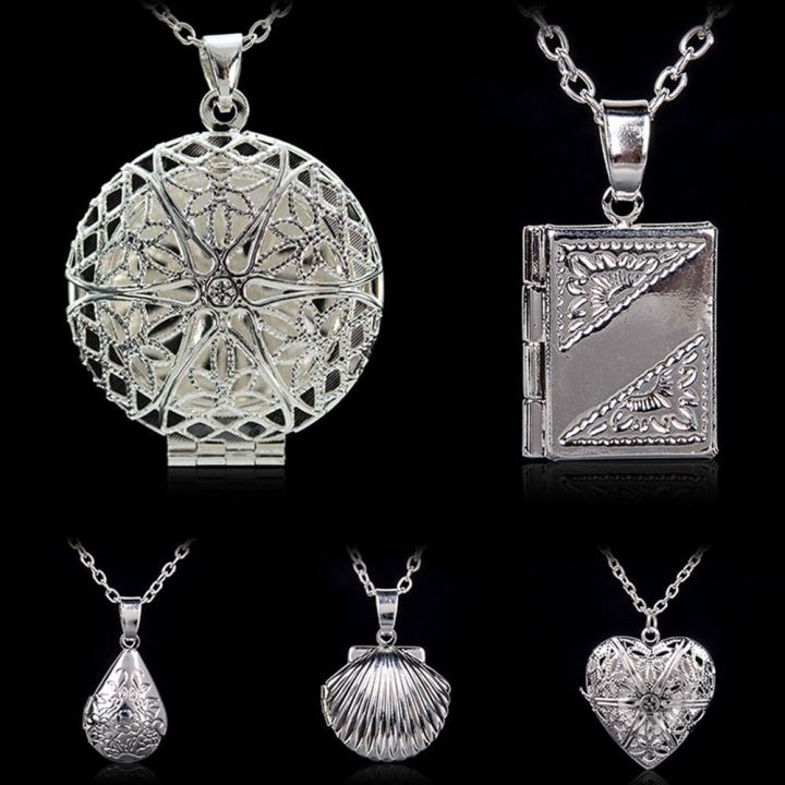 New Silver Hollow Necklaces Chain Picture Locket Photo Frames | Daraz.lk