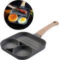 Non-brand Egg frying pan, 3-cup egg cooker, frying pan, non-stick medical stone, multi-egg pan, frying pan with long handle, suitable for gas cookers. 